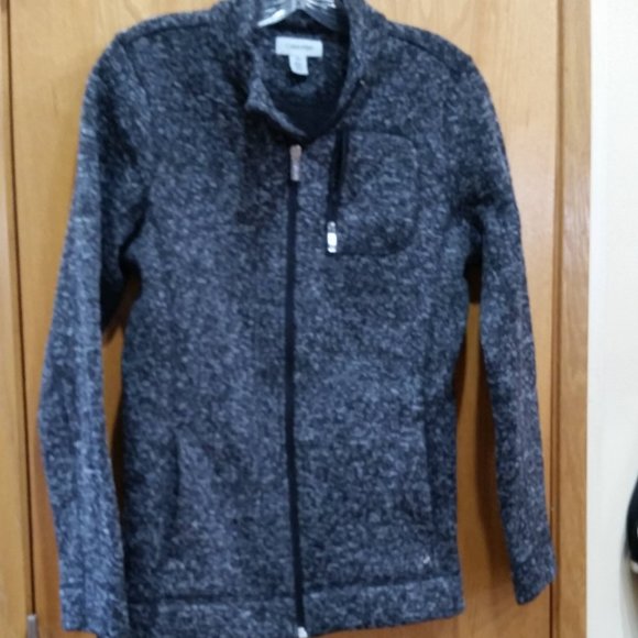 Calvin Klein Blk/Wht Fleece Zip Front Jacket Small - Picture 1 of 7